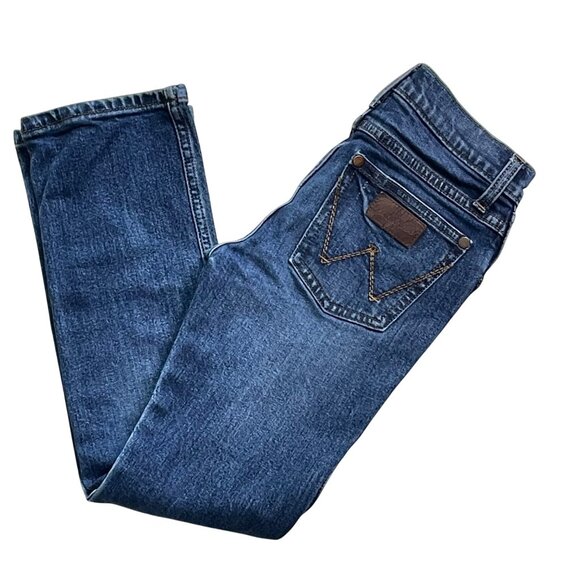 Wrangler Retro Boys Slim Straight Blue Denim Jeans Size 6.5 - Picture 1 of 8